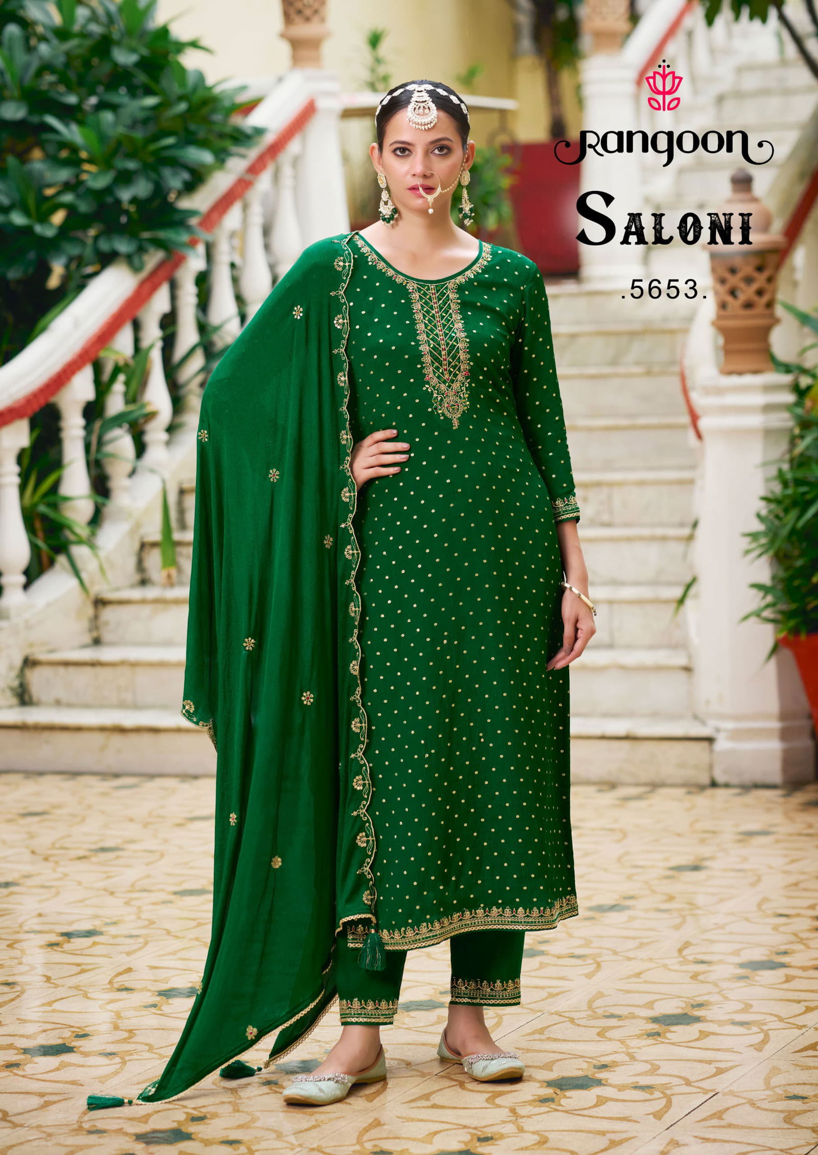 Saloni By Rangoon Chinon Kurti With Bottom Dupatta Suppliers In India